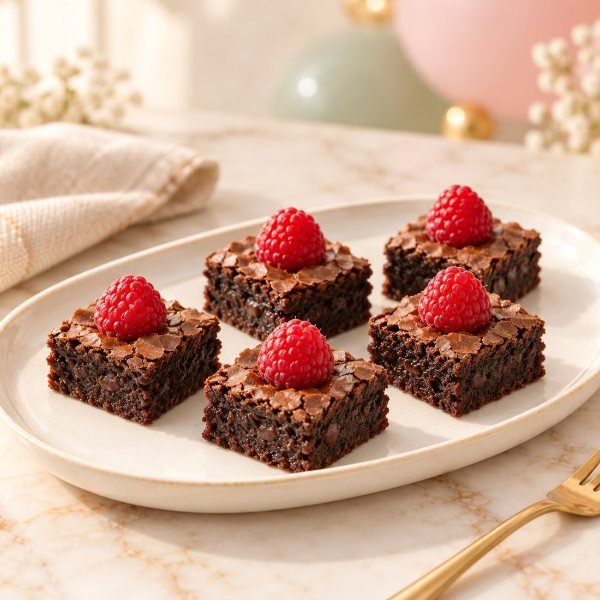 Brownies con frambuesa para baby shower