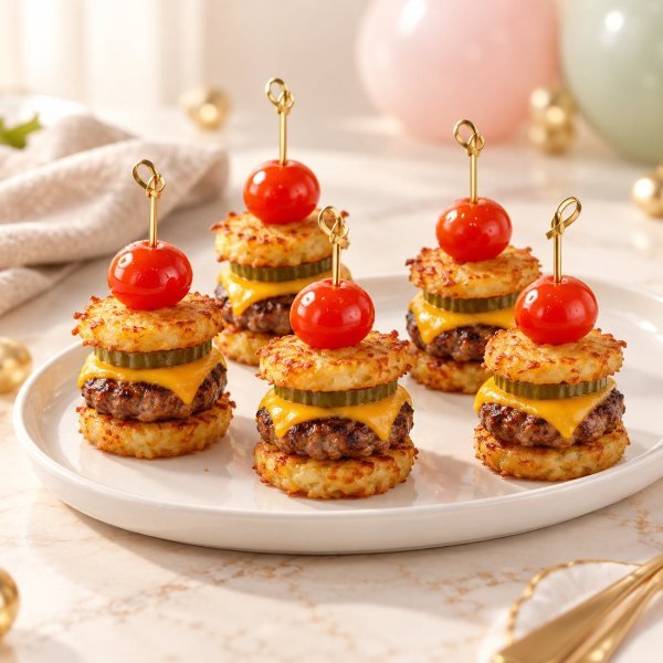 Mini hamburguesas en brocheta para revelación de género