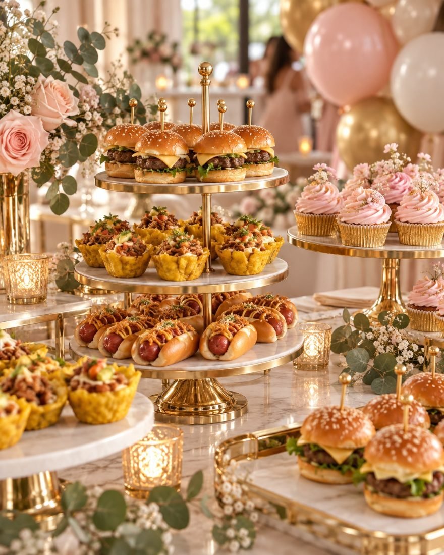 Mesa de pasabocas montada para una fiesta de cumpleaños